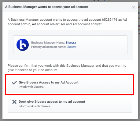facebook give access to ad account