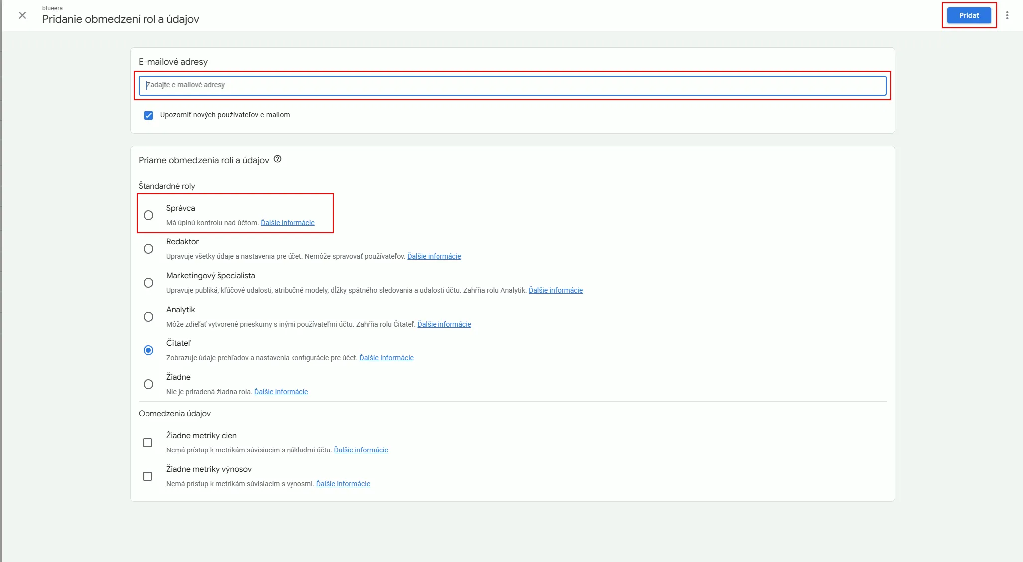Vyplnenie povinných údajov o novej facebook stránke