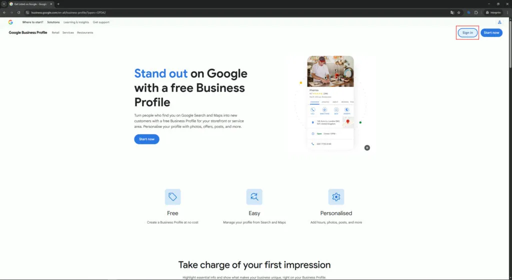 prístup do Google Business Profile